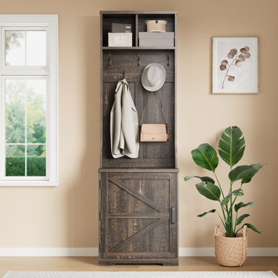 Farmhouse 3-in-1 Hall Tree w/Shoe Storage Bench & 6 Hooks, Entryway Furniture Mudroom Bench with Storage and Hooks, Standing Coat Rack for Entryway Be by Gracie Oaks