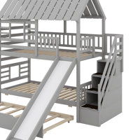 Twin Over Twin Bunk Bed With Trundle And Slide by Harper Orchard