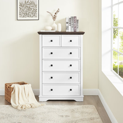 5-Drawer Farmhouse Modern Tall Dresser with Sliding Barn Door, Spacious Storage for Bedroom and Living Areas by Gracie Oaks