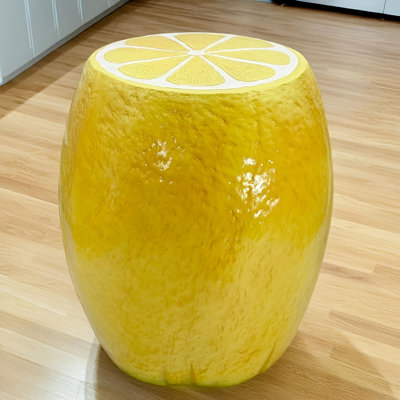 Yellow Lemon Fruit Stool by Ivy Bronx