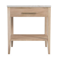 Isa 22 in. W Marble Top 1 Drawer Nightstand with Shelf, Light Brown by Joss & Main