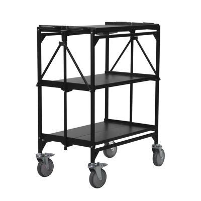3 Tier Rolling Carts, Steel Utility Cart With Trash Can Hook by 17 Stories