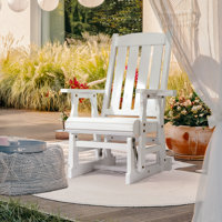 32 In. Solid Wood Patio Glider Chair With Cup Holder by Ophelia & Co.