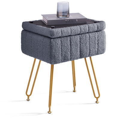 17.11" x 17.11" Square Teddy Fleece Storage Stool by Ebern Designs