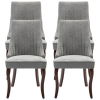 Seita Rayon Cloth Flocking Solid Wood Upholstered Dining Chairs by Red Barrel Studio