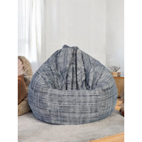 Blue Cotton Bean Bag Cover 96" | Large Handmade Bean Bag Chair Cover | Washable, Eco-friendly Floor Seating For Living Room | Gift For by Trule
