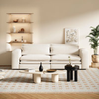 93" King Size Sleeper Sofa Bed, Pull Out Sofa Bed, 3 In 1 Convertible Sleeper Sofa, Chaise Lounge,3 Seat Teddy Couch With 2 Lumbar Pillows For Living by Mercer41