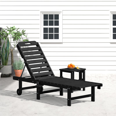 78" Long Outdoor Reclining Chaise Lounge With Cup Holder & Wheels by Winston Porter