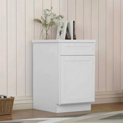 White Shaker Solid Wood Single Door Base Cabinet,For Kitchen, Laundry,And Bathroom Storage Adjustable Shelves Ready To Assemble by Ivy Bronx