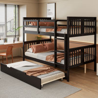 Full over Full Bunk Bed with Twin Size Trundle and Ladder by Latitude Run
