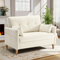 Blough 47’’ Chenille Tufted Loveseat Sofa With 2 Pillows And Storage Pockets Couches by Ebern Designs