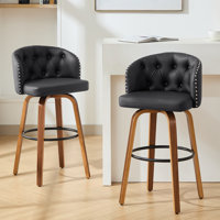 Counter Height Swivel Bar Stools With Water-Resistant Upholstered Seat Wide Backrest And Wooden Legs by Corrigan Studio