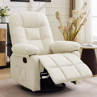 Recliner Chair, Small Recliner For Small Space, 360 ° Swivel Rocker Recliner For Living Room, Manual Recliner With Side Pockets by Ebern Designs