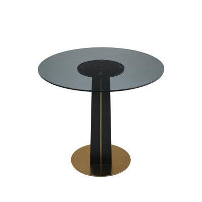 Folkestone Modern Round Glass Conference Table With Solid Wood Base by Mercer41