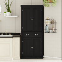 71" Kitchen Pantry Storage Cabinet , With 4 Doors, Drawer, 2 Adjustable Shelves, Freestanding Cupboard For Dining Room Living Room, Laundry by Winston Porter