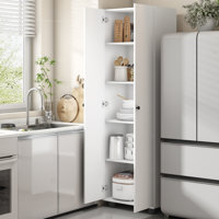Modern Storage Pantry Cabinet with Vertical Grooved Doors and Adjustable Shelves by WFX Utility