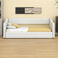 Twin XL Upholstered Daybed With Two Drawers, Linen Sofabed,No Box-Spring Needed