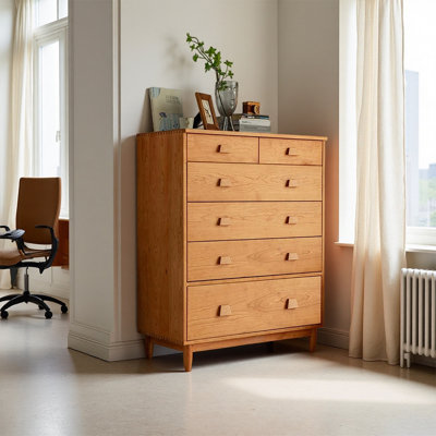 Simple Burlywood Six-drawer Solid Wood Filing Cabinet by Canora Grey