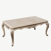Traditional Style 1Pc Coffee Table Curved Legs Carved Detail Design Gold Highlight by World Menagerie