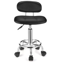 Square Rolling Stools With Backrest Height Adjustable Swivel Stool With Wheels Black by Ivy Bronx