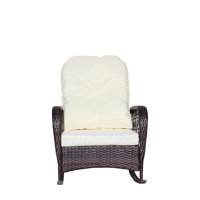 Cushion Wicker Rocking Chair - Wide Seat, Steel Frame, High Capacity by Highland Dunes