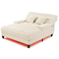 57" Chenille Upholstered Chaise Lounge Sofa with Adjustable Up Backrest and RGB LED Lighting by Ivy Bronx