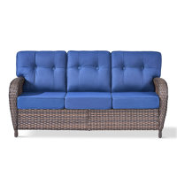 Teebeck 3-Seat All-Weather PE Wicker Patio Sofa With 5" Thick Cushions by Winston Porter