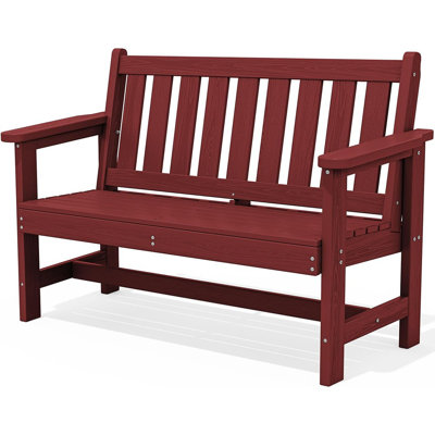 Outdoor Bench, HDPE Outdoor Benches Weatherproof, 2-Person Garden Bench With 660 Lbs Weight Capacity, Patio Benches For Outdoors, Garden, Porch, Backy by Red Barrel Studio
