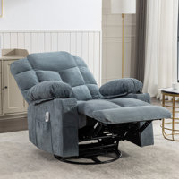 Massage Rocker Recliner Chair Rocking Chairs For Adults Oversized With 2 Cup Holders, USB Charge Port Soft Features A Manual Massage And Heat.A+B