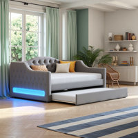 Full XL Size Daybed with Trundle and LED Lights by Ivy Bronx