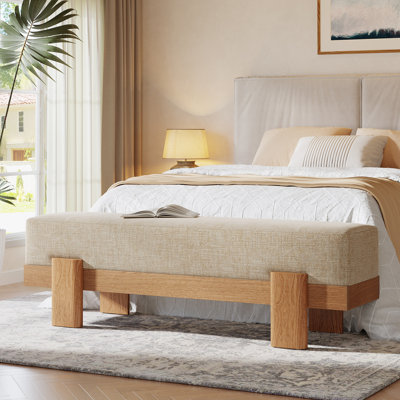 55" Upholstered Entryway Bench with Padded Seat, Shoe Bench for Bedroom or Living Room by Ebern Designs
