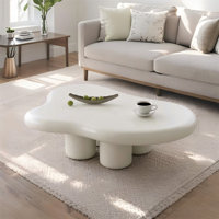 46.5" Cloud-shaped Coffee Table With 4 Legs – Cream White Modern Sofa Table For Living Room, Apartment And Office by George Oliver