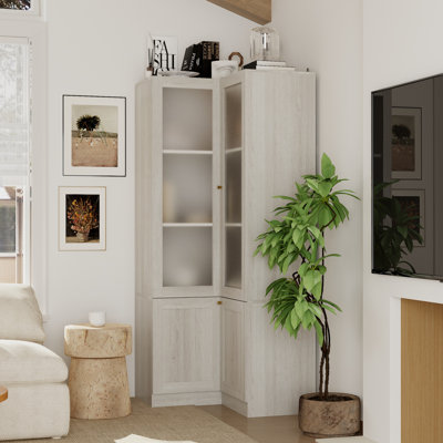 Corner Cabinet With 2-Glass-Door And 4 Shelves by Ebern Designs