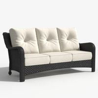 Patio Couch Pe Wicker Deep Seating Outdoor Sofa With Removable Cushions, 3 Seater Rattan Sofa, Outdoor Furniture For Balcony, Deck, Garden And Poolsid