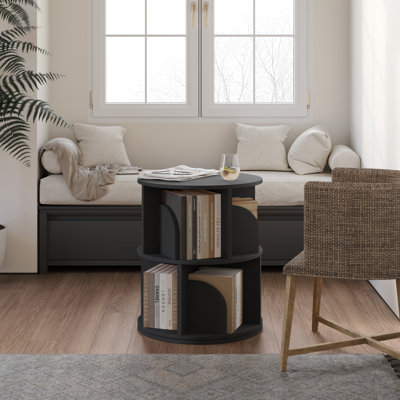Rotating Bookshelf, 2 Tier Small Bookcase Corner Shelves Display Storage Tower Space-saving Revolving For Small Space