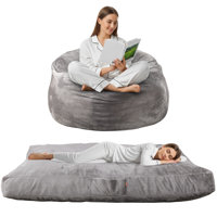 Extra Large Bean Bag Chair, 2-In-1 Convertible Bean Bag Bed With Soft Removable Cover, Suitable For Living Room, Bedroom Use By Kids, Adults And Coupl
