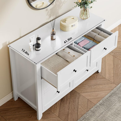 6 Drawer Dresser for Bedroom,Wooden Chest of Drawers with Deep Storage, Modern Storage Dresser for Entryway, Hallway, and Kids Room by George Oliver