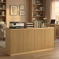 Contemporary Wood 64 Inch Storage Cabinet with 4 Fluted Doors for Entryway Bedroom Office by George Oliver