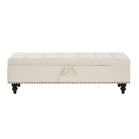 59" Bed Bench Ottoman With Storage Beige Fabric by Red Barrel Studio