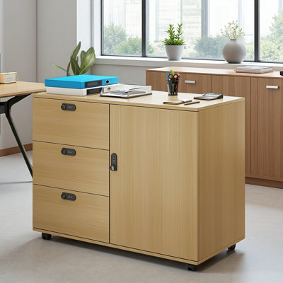 Simple Solid Wood And Movable Filing Cabinets by Latitude Run