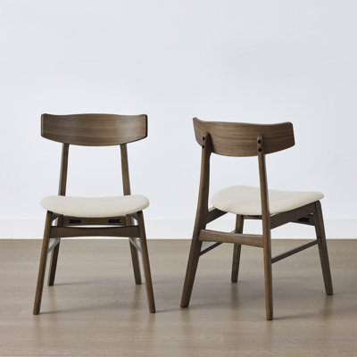 Upholstered Dining Chairs with Rattan Back by George Oliver