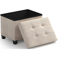 Collapsible Rectangle Small Storage Ottoman with Legs - 12" x 16" x 12" by Ebern Designs