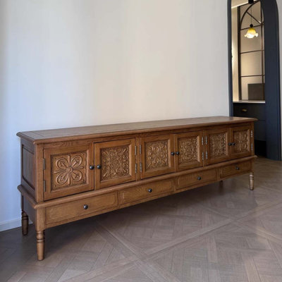 Vintage Solid Wood Carved TV Cabinet by Canora Grey