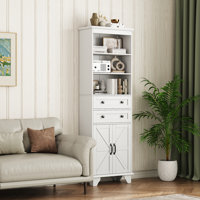 72" Solid Wood Kitchen Pantry Cabinet With 3 Adjustable Shelves,Kitchen Pantry With 2 Drawers,2 Door And Microwave Stand