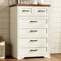 Vertical Dresser With 6 Wooden Drawers & Farmhouse And Classic Charm