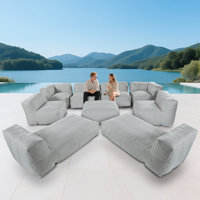 9-Piece Outdoor Sectional Sofa With Chaise Lounge For Patio, Garden And Swimming Pool by Latitude Run