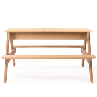 31 Outdoor Wooden Picnic Table With Umbrella - Strong Wood Convertible To Sand/water Tables & Compliant Construction Multifunctional Sand Water Approv by Arlmont & Co.