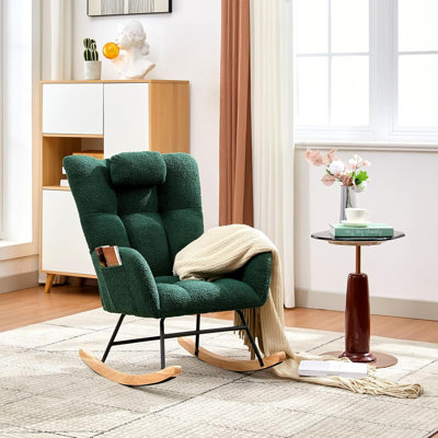 Nursery Teddy Rocking Chair, Upholstered Fluffy Glider Rocker by George Oliver