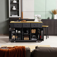 Kitchen Island Set with 2 Bar Stools – Complete Breakfast Nook Solution by Lark Manor