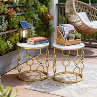 Side Table Set of 2, Living Room End Table with Metal Frame by Mercer41